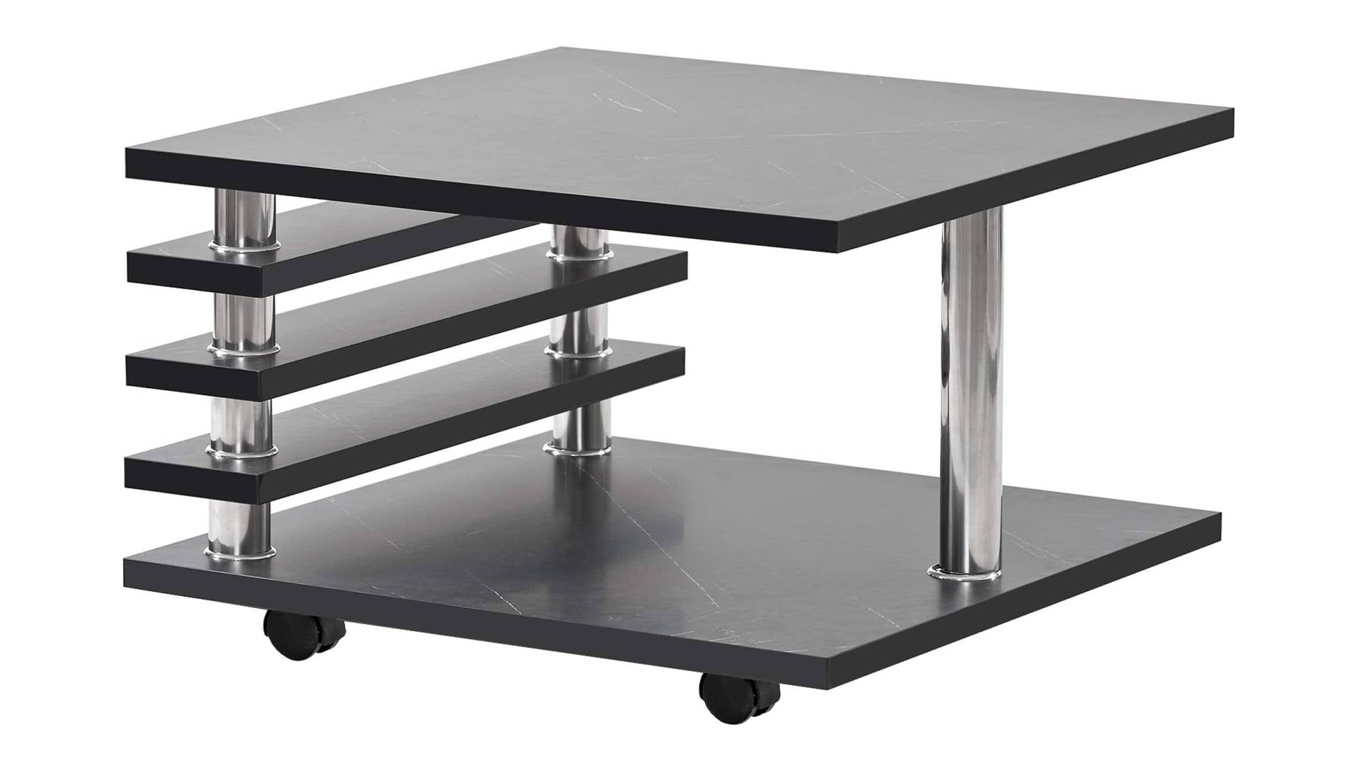 Couchtisch schwarz 65 x 65 cm Marmoroptik - ALVARO von Die Möbelfundgrube
