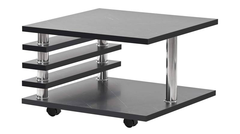 Couchtisch schwarz 65 x 65 cm Marmoroptik - ALVARO von Die Möbelfundgrube
