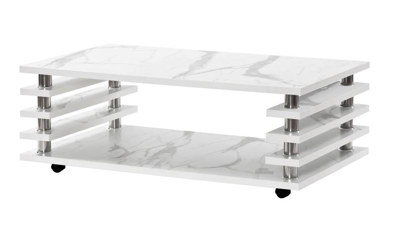 Couchtisch weiß 115 x 65 cm Marmoroptik - JIMENDA von Die Möbelfundgrube