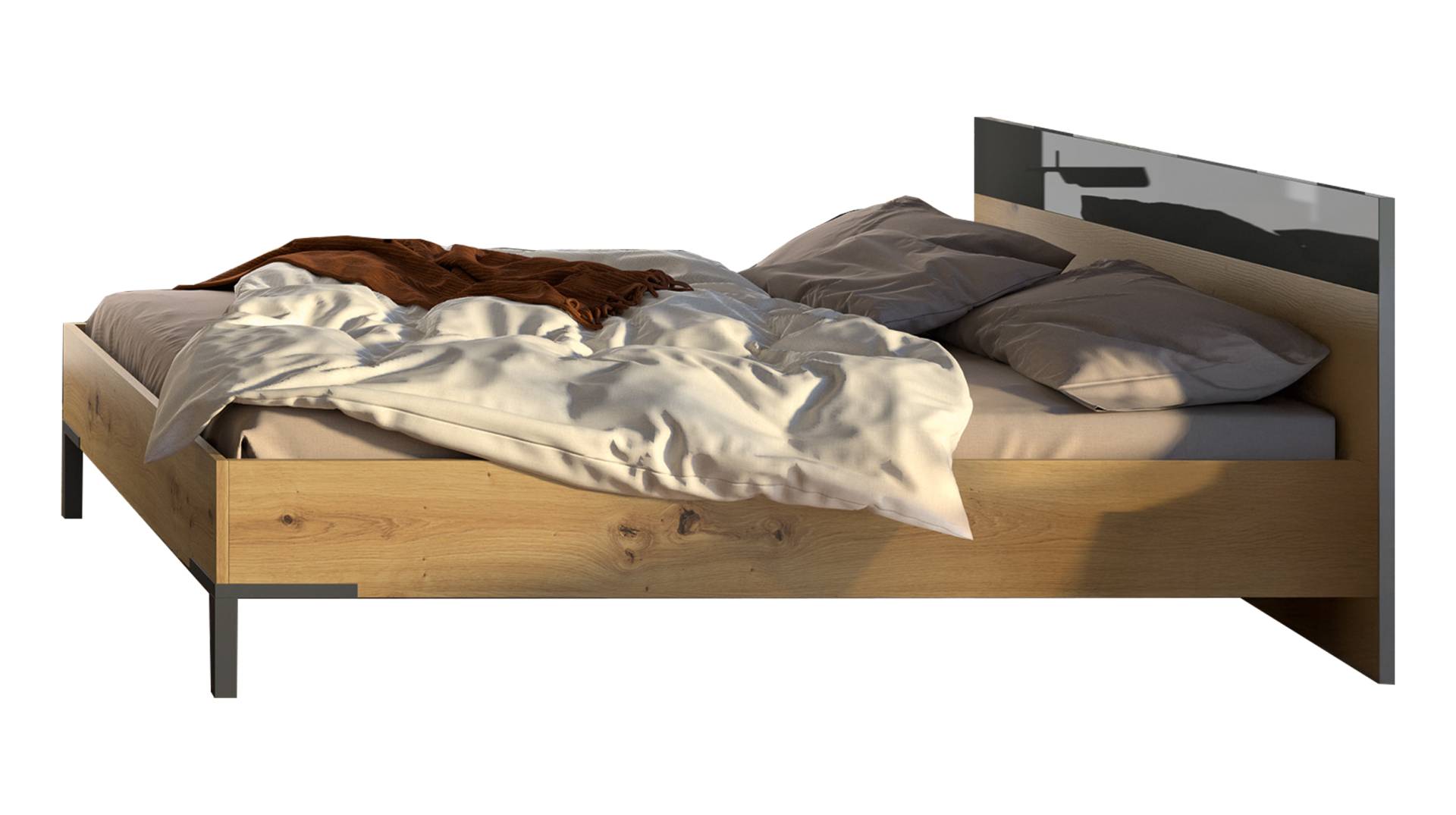 Doppelbett Futonbett 180 x 200 cm Artisan Eiche - SPOSAMI Doppelbett Futonbett 180 x 200 cm Artisan Eiche - SPOSAMI von Die Möbelfundgrube