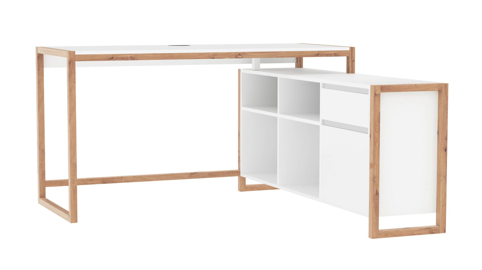 Eck-Schreibtisch Artisan Eiche weiß 139 x 139 cm - DENVER Eck-Schreibtisch Artisan Eiche weiß 139 x 139 cm - DENVER von Die Möbelfundgrube