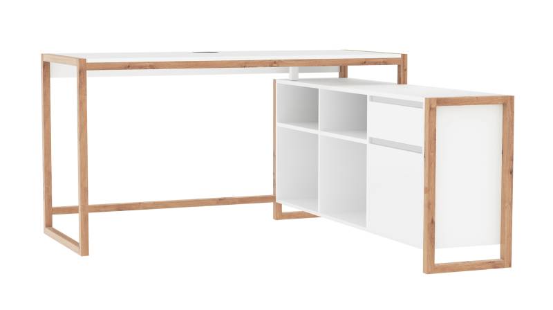Eck-Schreibtisch Artisan Eiche weiß 139 x 139 cm - DENVER Eck-Schreibtisch Artisan Eiche weiß 139 x 139 cm - DENVER von Die Möbelfundgrube