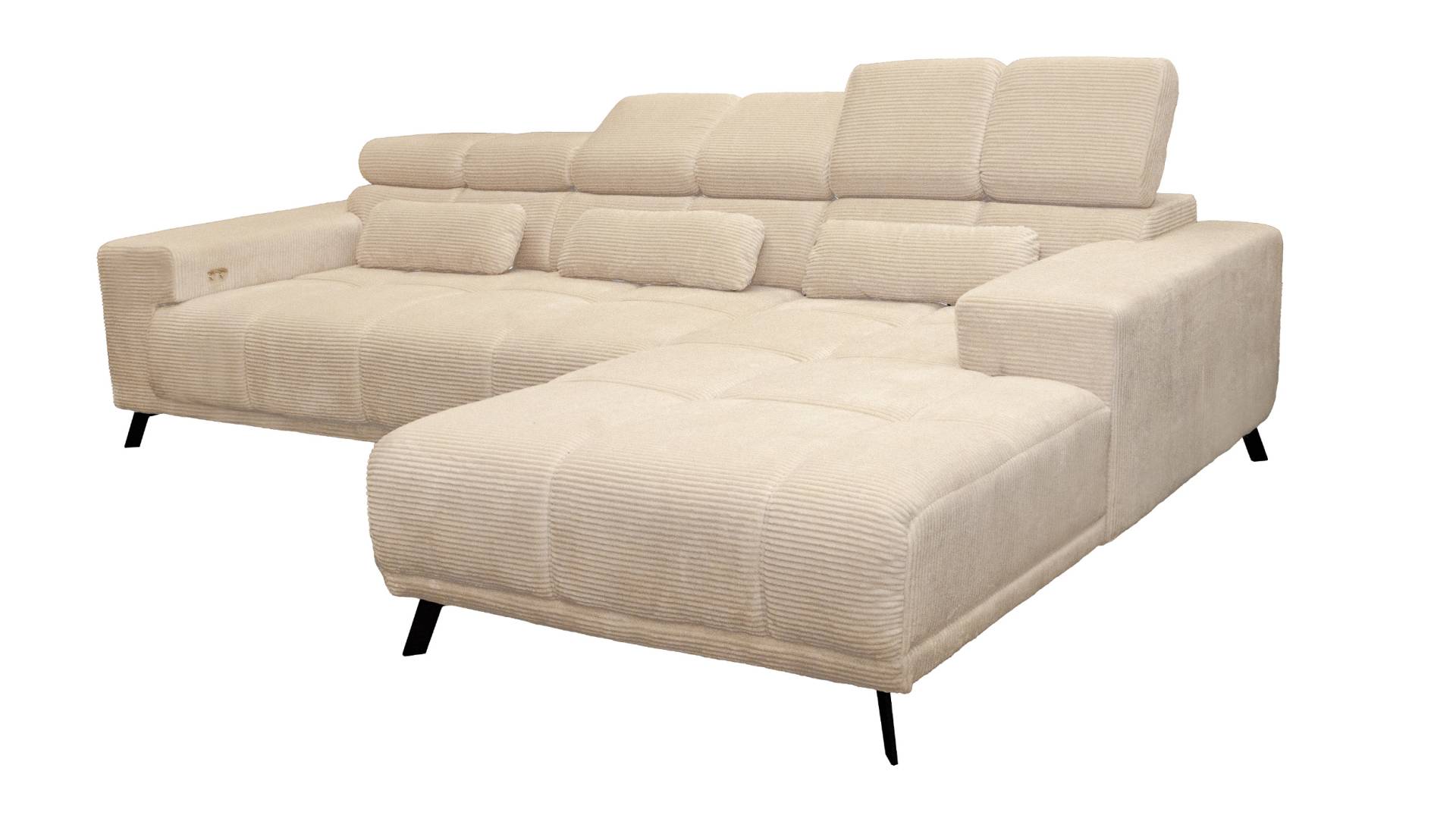 Ecksofa Cord beige 285 x 200 cm Sitztiefenverstellung - SPEED von Die Möbelfundgrube