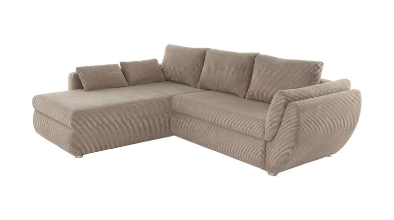 Ecksofa Cord braun - Schlaffunktion Bettkasten 272 cm - TAIFUN von Massivart