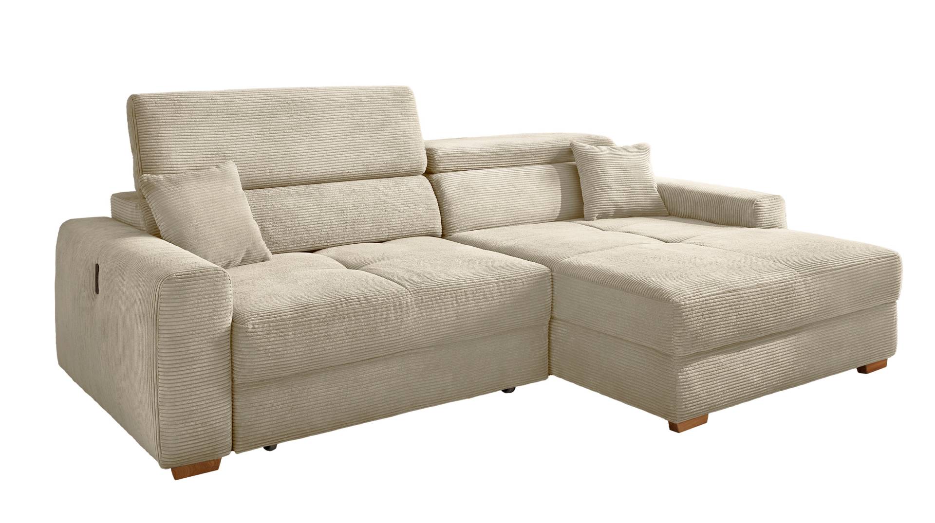 Ecksofa Cord grau-beige ausziehbar Relaxfunktion 277 cm - SLIDER Ecksofa Cord grau-beige ausziehbar Relaxfunktion 277 cm - SLIDER von Massivart