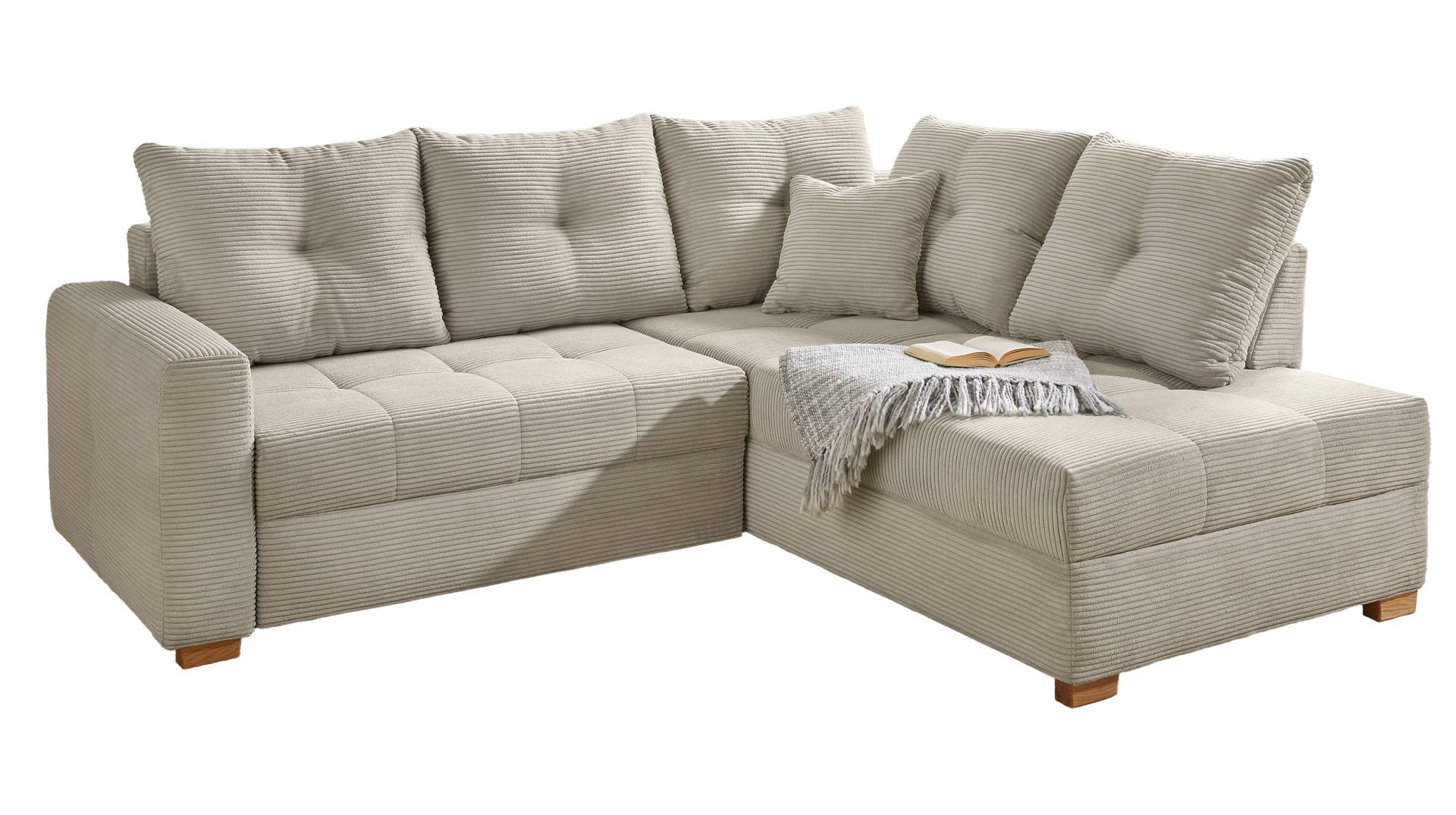 Ecksofa Cord grau - Schlaffunktion Bettkasten 228 cm - HEIDELBERG Ecksofa Cord grau - Schlaffunktion Bettkasten 228 cm - HEIDELBERG von Massivart