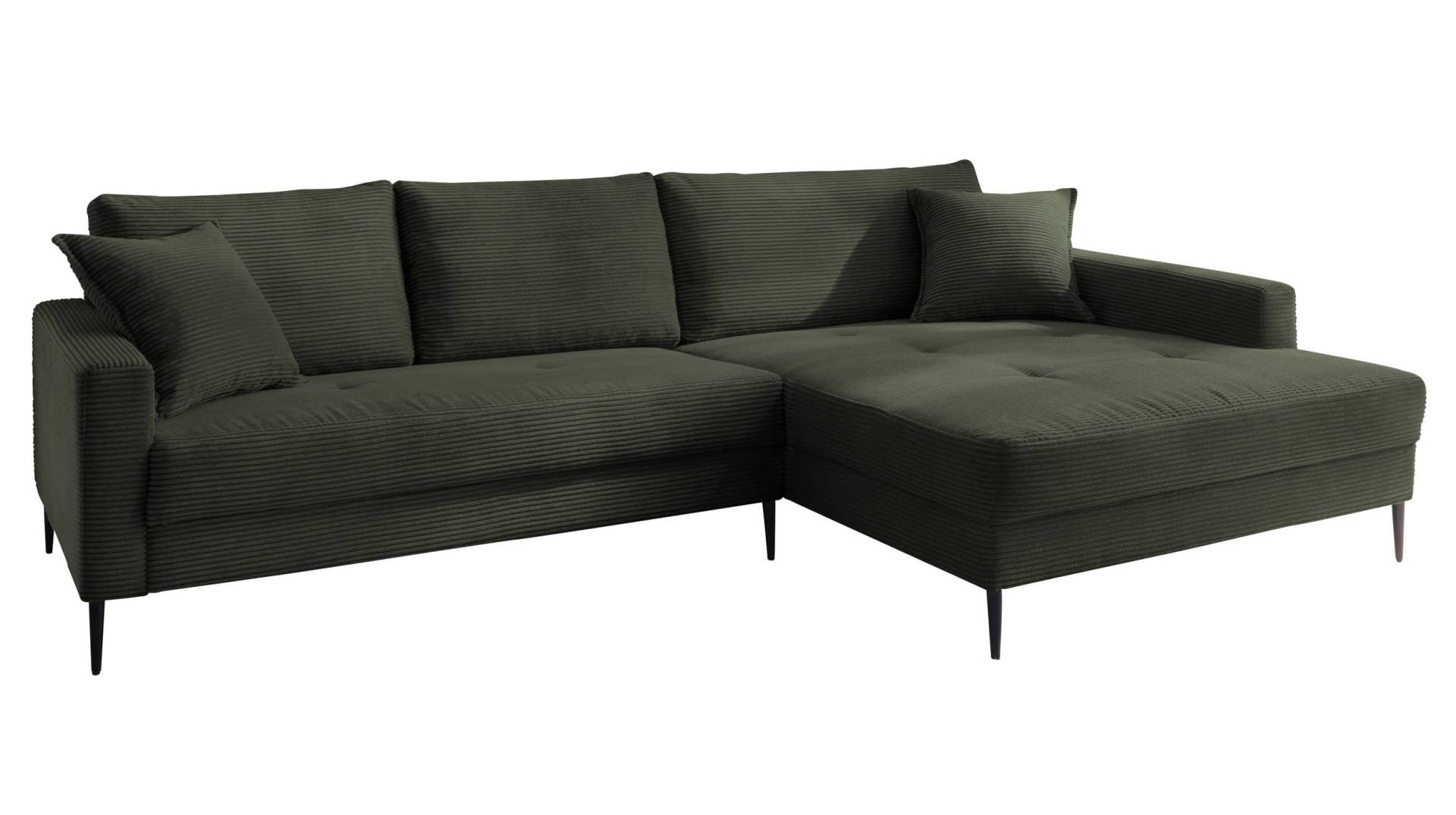 Ecksofa Cord dunkelgrün 276 x 173 cm - SUMMER von Die Möbelfundgrube