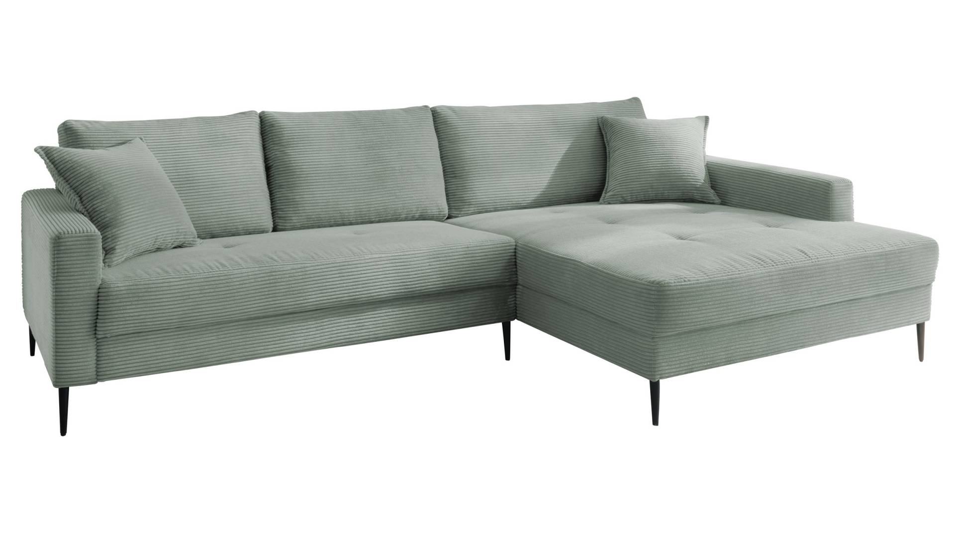 Ecksofa Cord pastell grün 276 x 173 cm - SUMMER von Die Möbelfundgrube