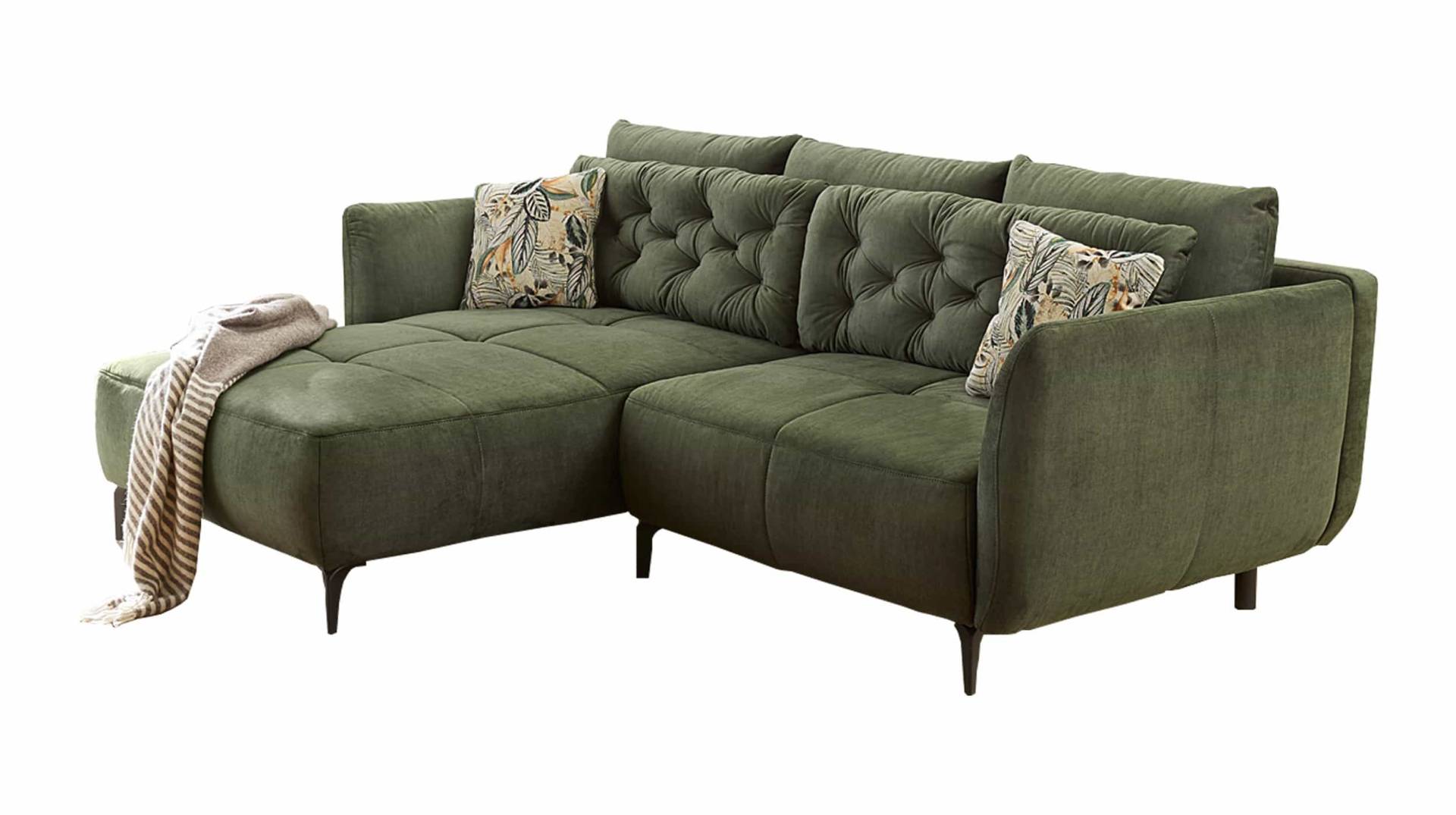 Ecksofa Veloursbezug grün 251 x 186 cm - SALO von Die Möbelfundgrube