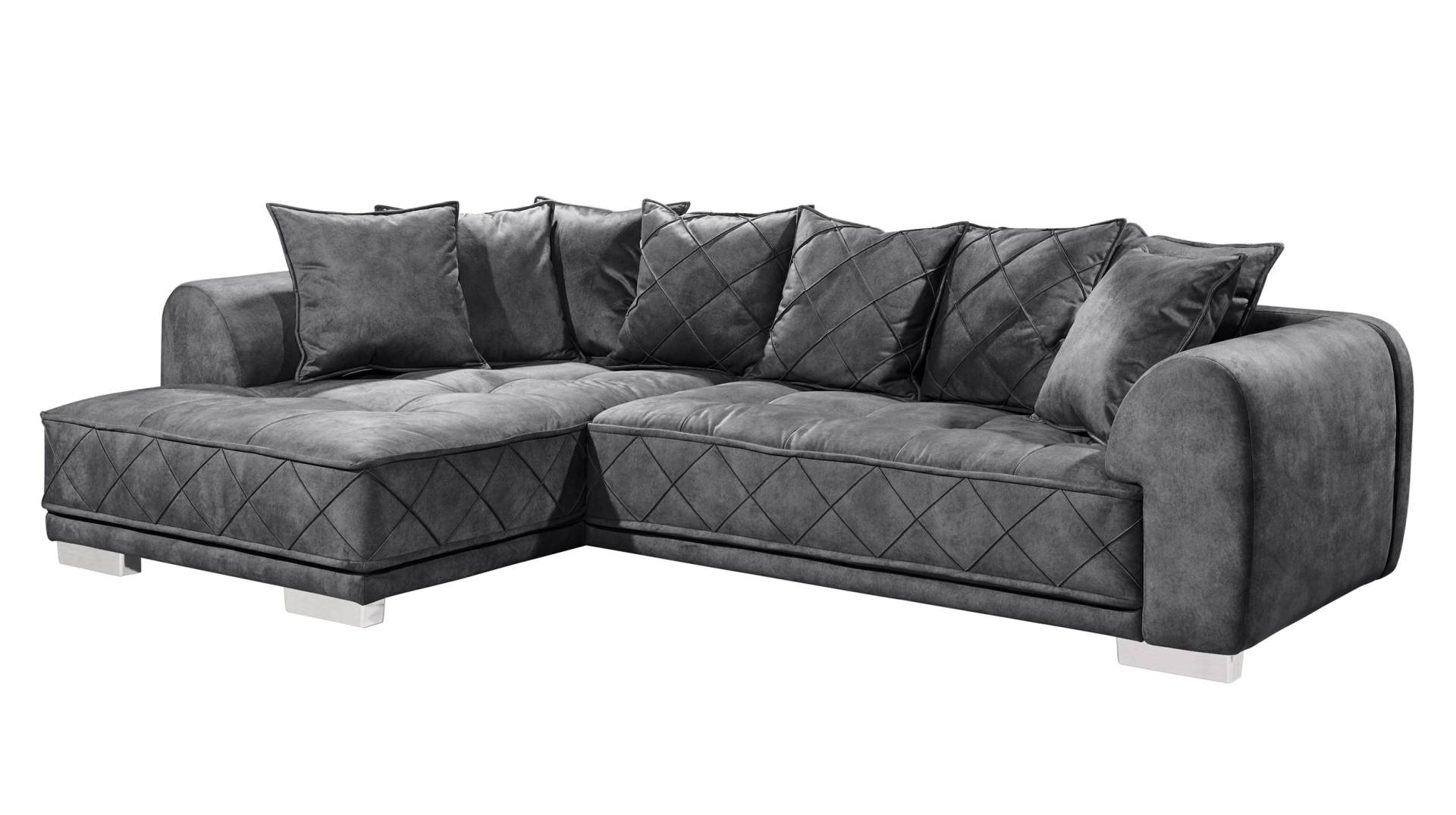 Ecksofa anthrazit 319 x 194 cm mit Kissen - SENTINA von Die Möbelfundgrube