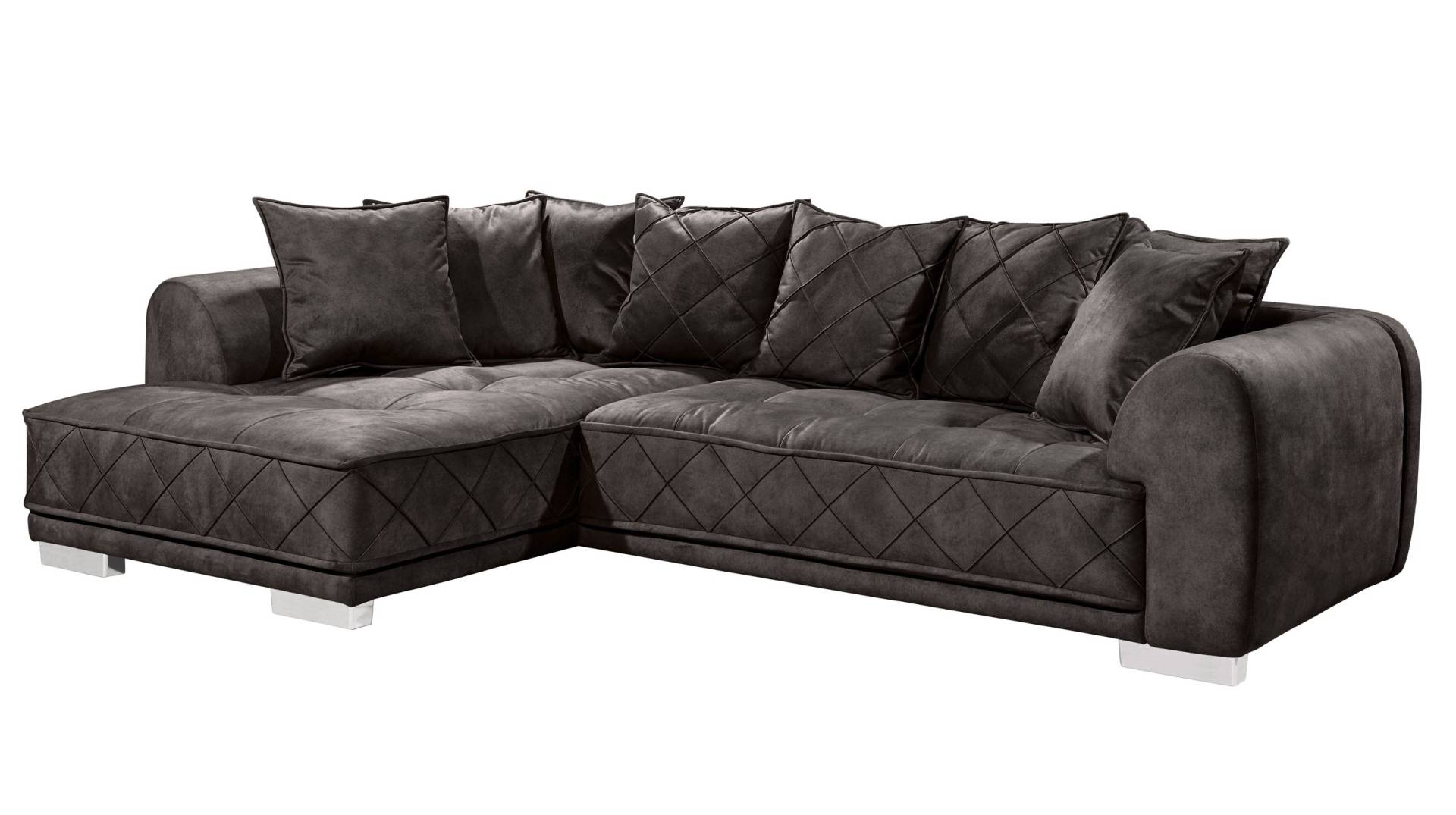 Ecksofa espresso 319 x 194 cm mit Kissen - SENTINA von Die Möbelfundgrube