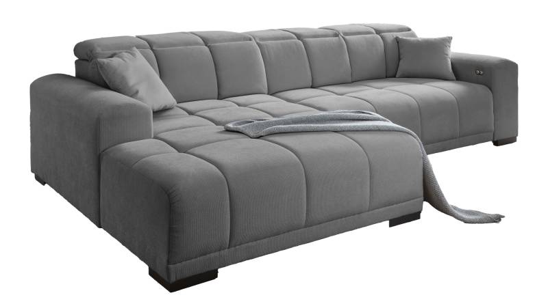 Ecksofa grau 301 x 195 cm - Sitztiefenverstellung - MASTER von Massivart