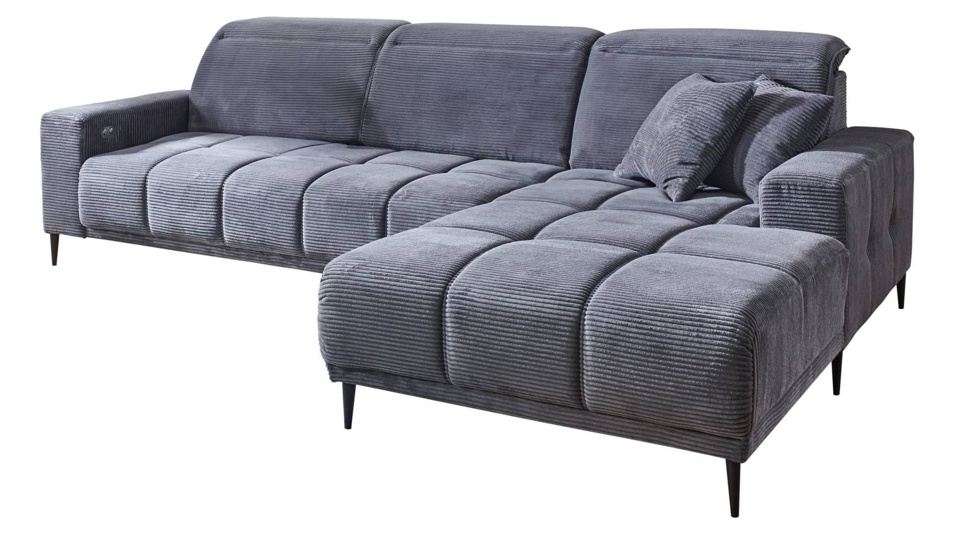 Ecksofa Cord grau 286 x 195 cm - MARISOL von Die Möbelfundgrube