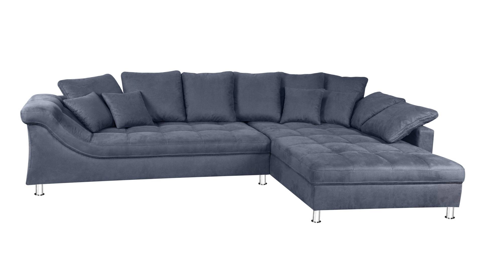 Ecksofa grau - blau 339 x 222 cm mit Kissen - CALGARY von Die Möbelfundgrube