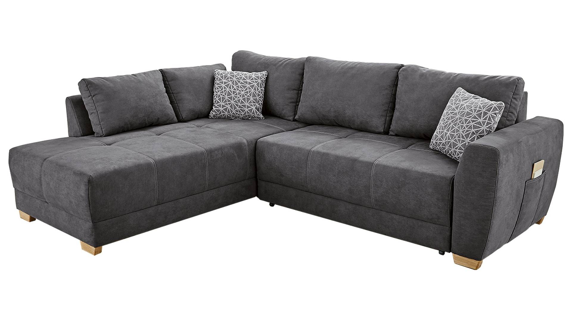 Ecksofa mit Schlaffunktion anthrazit 254 x 212 cm - LUKE von Die Möbelfundgrube