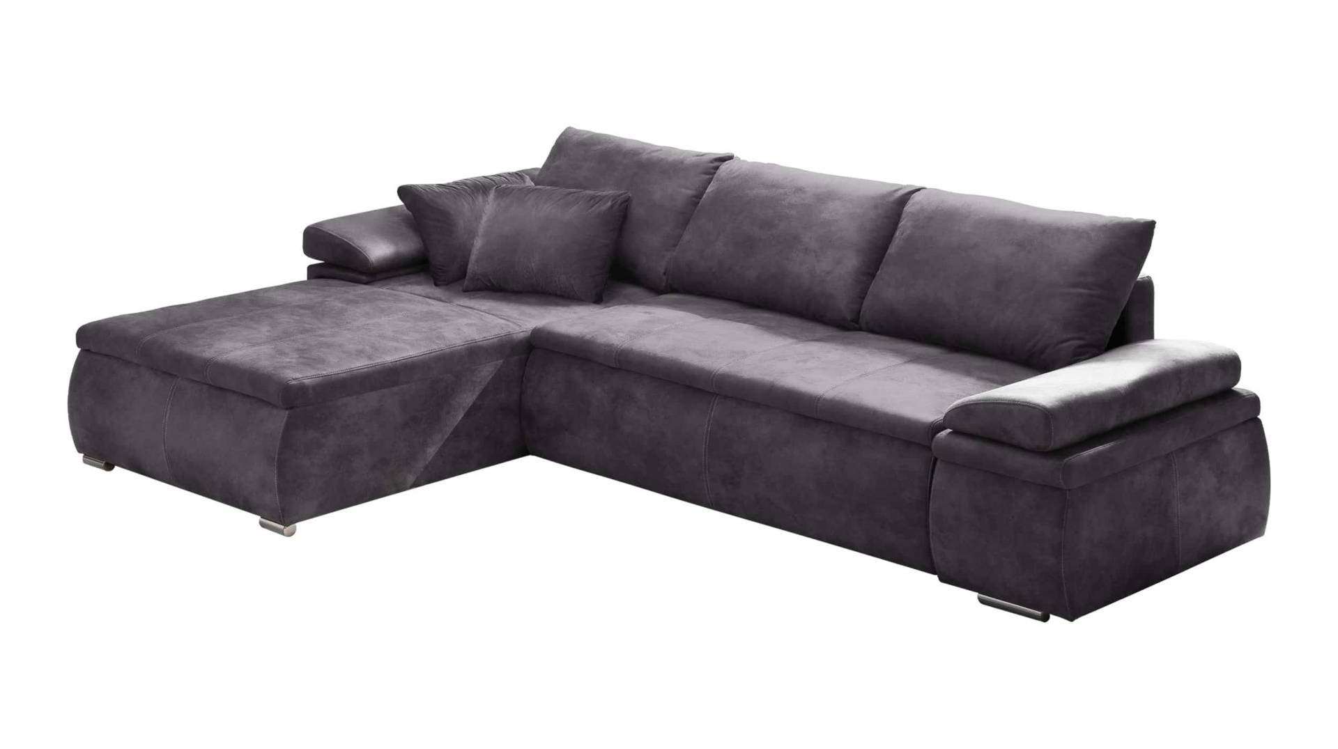 Ecksofa mit Schlaffunktion anthrazit 268 x 180 cm - CELINA von Die Möbelfundgrube