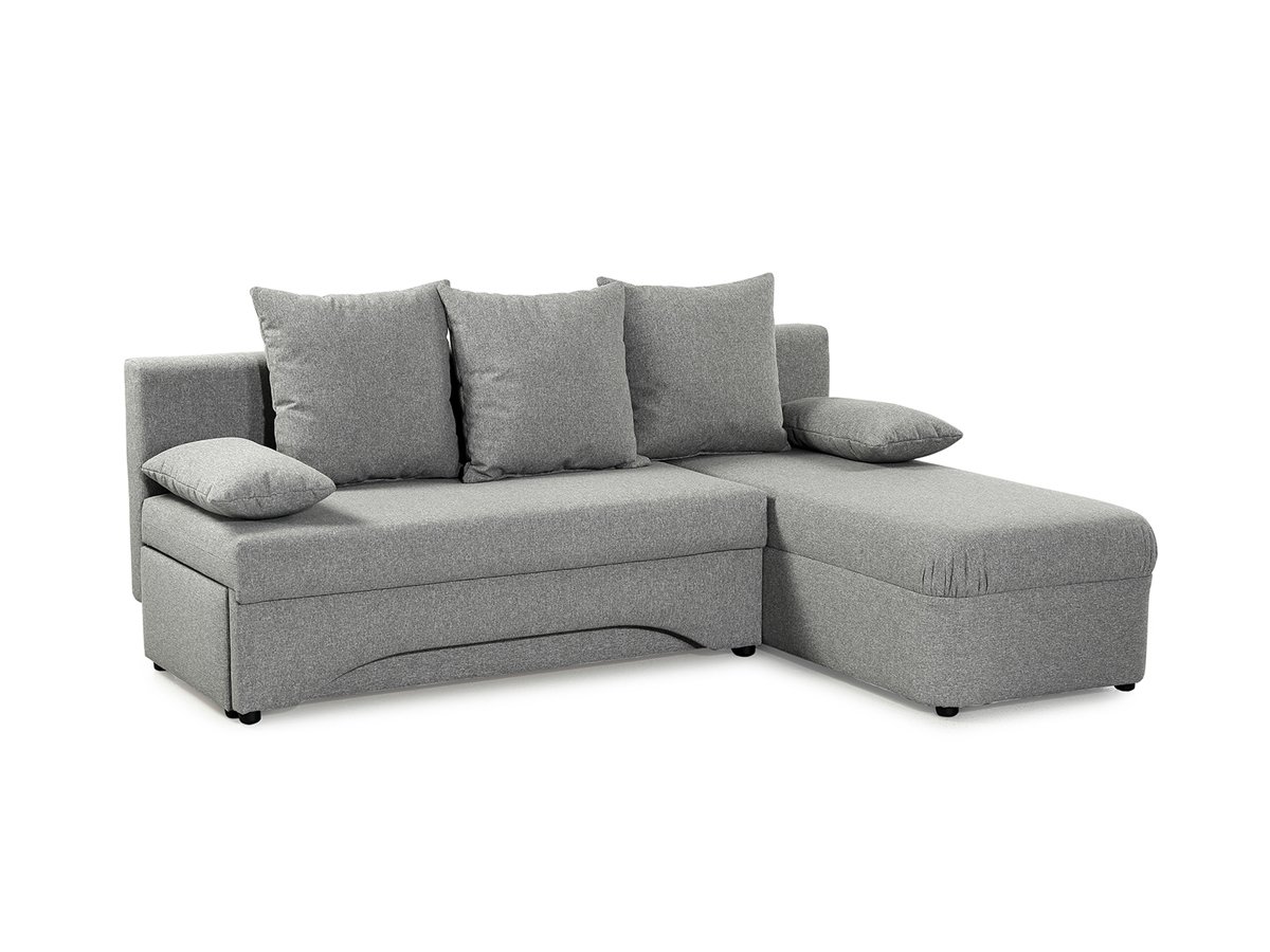 Ecksofa mit Schlaffunktion grau 190 x 148 cm - PETRA von Die Möbelfundgrube