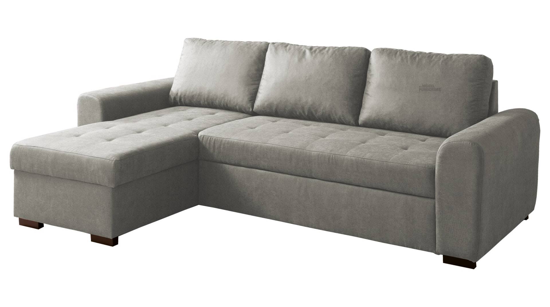 Ecksofa grau 243 x 155 cm mit Schlaffunktion - POLL von Die Möbelfundgrube