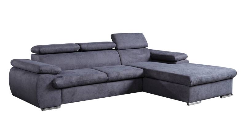 Ecksofa mit Schlaffunktion grau Bettkasten 284 x 196 cm - COAL von Massivart