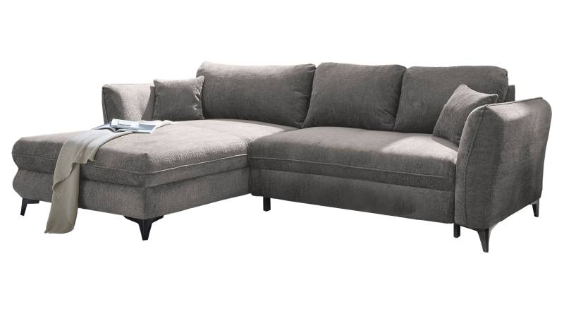 Ecksofa mit Schlaffunktion grau 286 x 192 cm - Bettkasten - HEYLAND von Die Möbelfundgrube