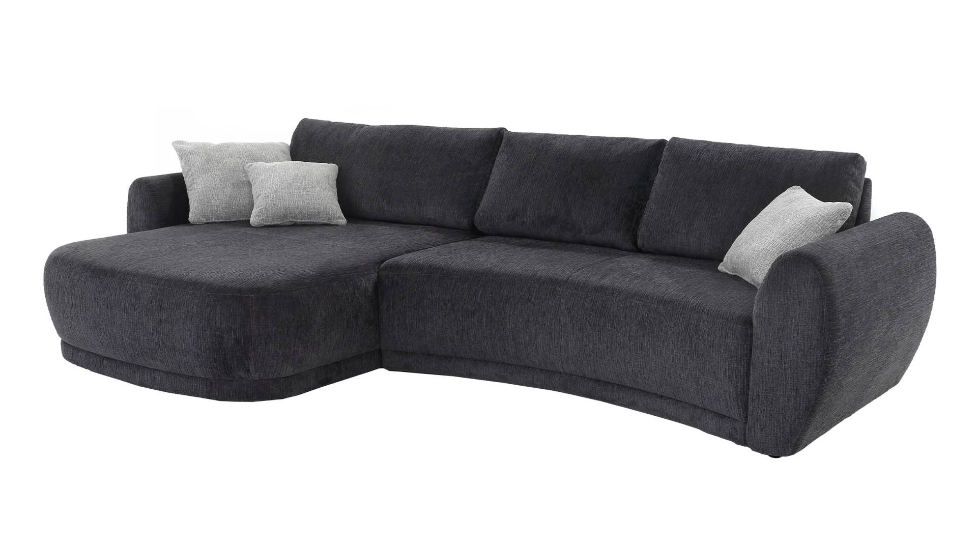 Ecksofa schwarz 325 x 180 cm Chenillebezug - LAGUNA von Die Möbelfundgrube