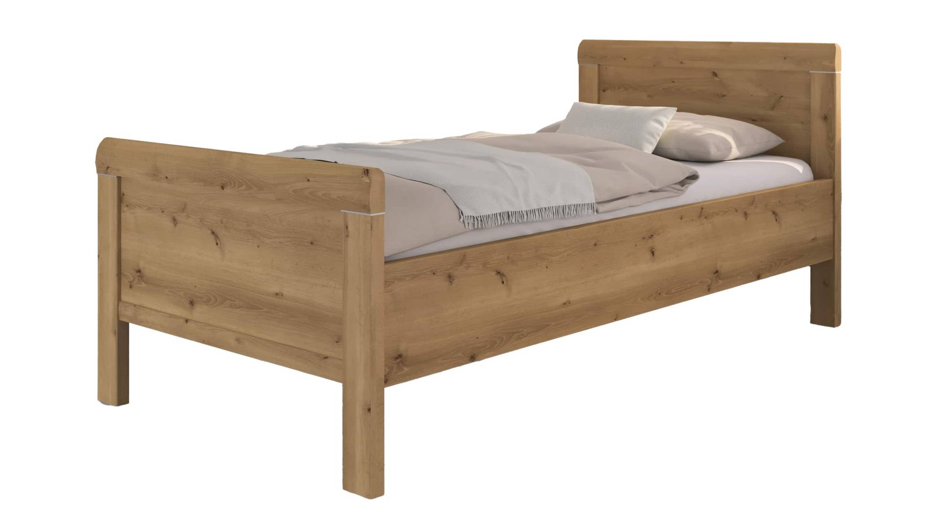 Einzelbett Futonbett 100 x 200 cm verstellbar Asteiche - rauch - EVELYN von Die Möbelfundgrube