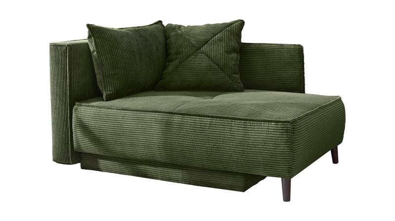 Einzelsofa Cord grün 155 cm Recamiere mit Schlaffunktion - REX von Massivart