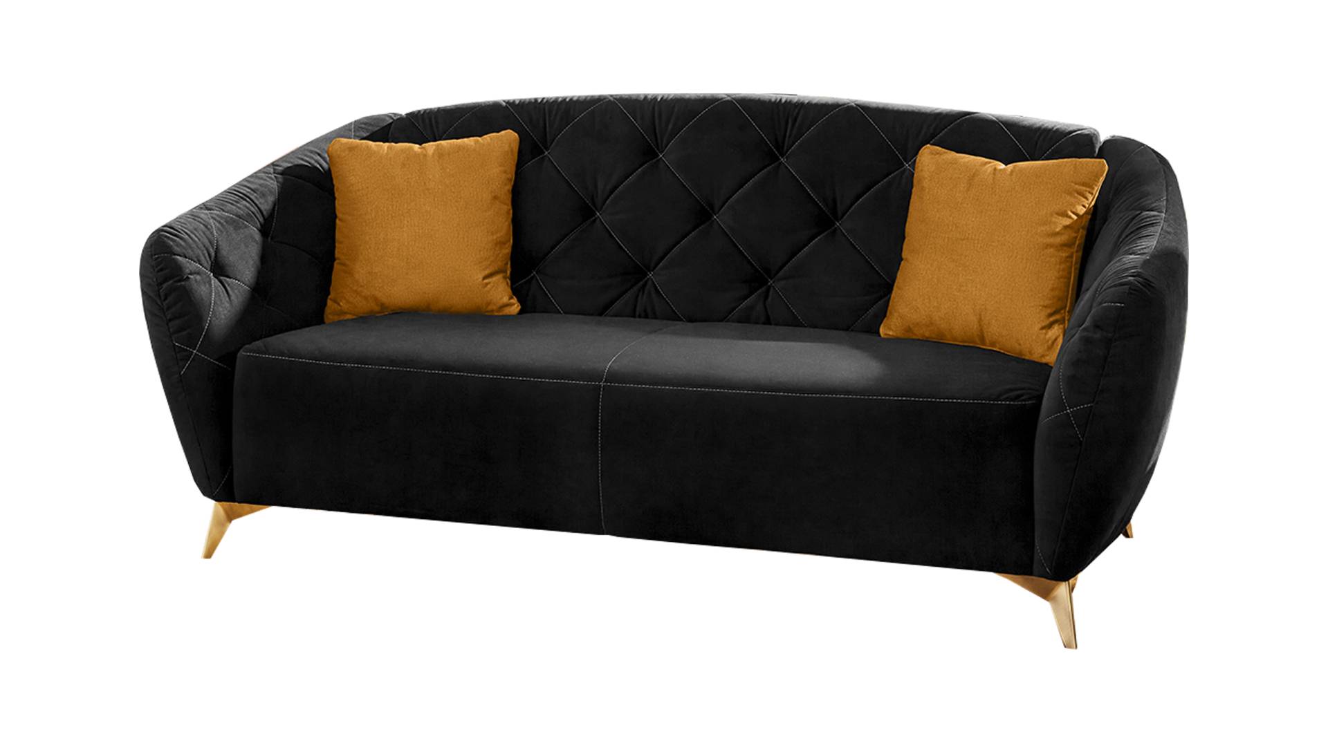 Einzelsofa 2-Sitzer Samtstoff schwarz 196 cm - YORK von Die Möbelfundgrube