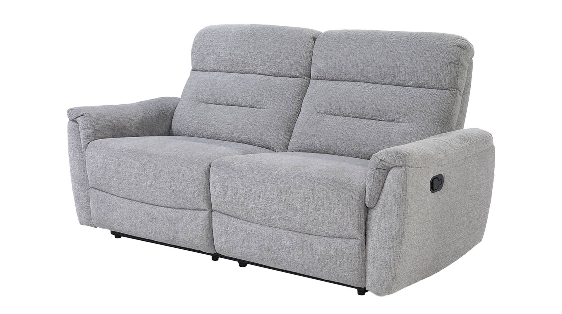 Einzelsofa 3-Sitzer Chenille grau 194 cm - Relaxfunktion - UTAH von Die Möbelfundgrube