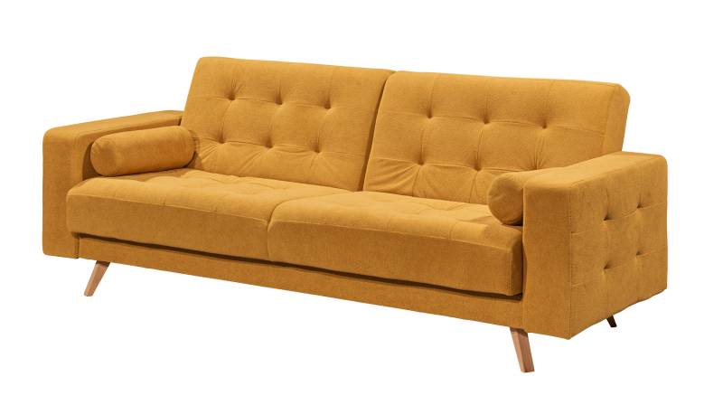 Schlafsofa gelb Bettkasten ausziehbar 230 cm - TRANDAL von Massivart