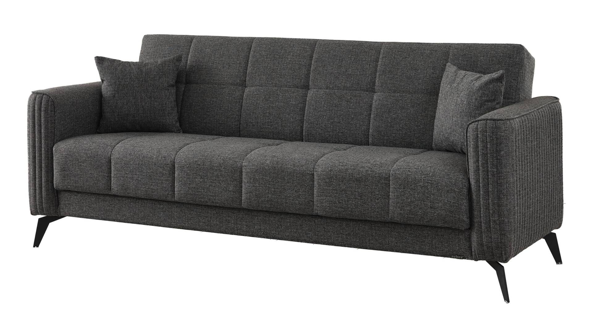 Einzelsofa 3-Sitzer mit Schlaffunktion 220 cm anthrazit - BELSAMO von Die Möbelfundgrube