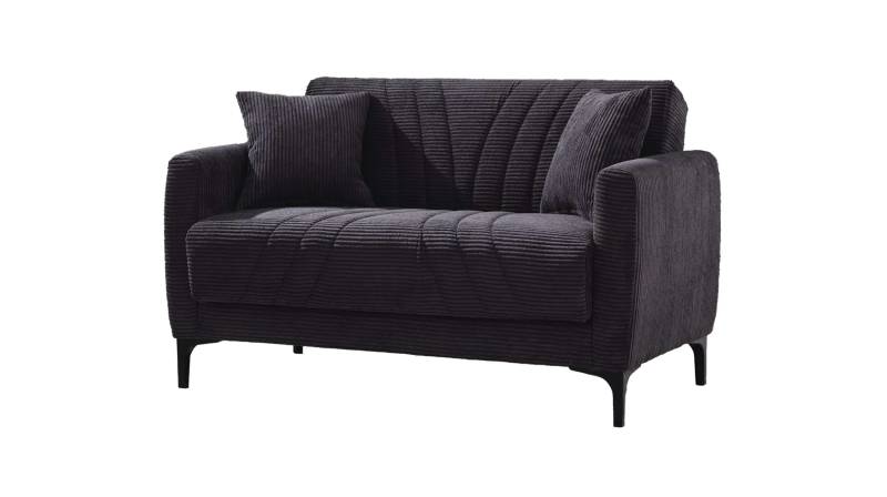 Einzelsofa Cord mit Schlaffunktion 143 cm 2-Sitzer - anthrazit - COMADIO von Die Möbelfundgrube