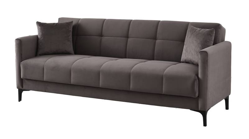 Einzelsofa grau Schlaffunktion Bettkasten 213 cm - PERU von Die Möbelfundgrube