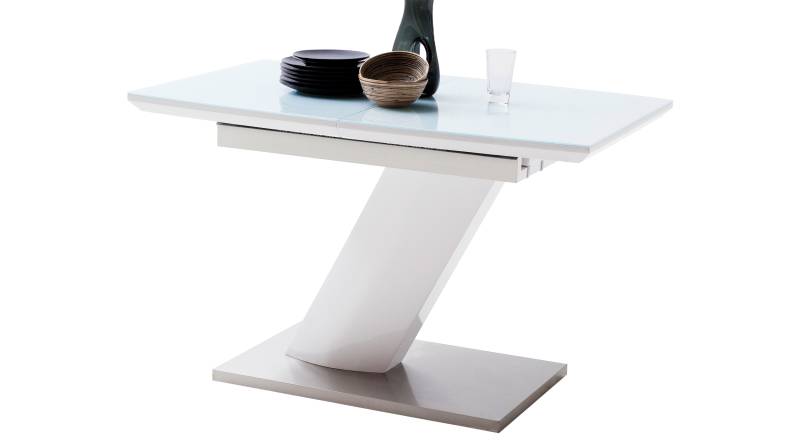 Esstisch 140 - 180 cm ausziehbar weiß hochglanz - GELINA von Die Möbelfundgrube