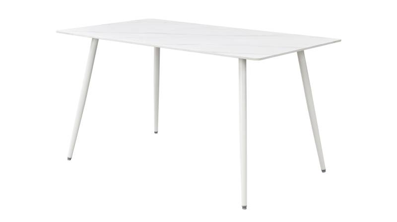 Esstisch 140 x 80 cm weiß Marmoroptik - AMELIE von Die Möbelfundgrube