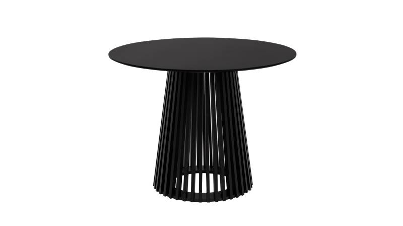 Esstisch rund 100 cm schwarz - Lamellen-Sockel - GARLE Esstisch rund 100 cm schwarz - Lamellen-Sockel - GARLE von Die Möbelfundgrube