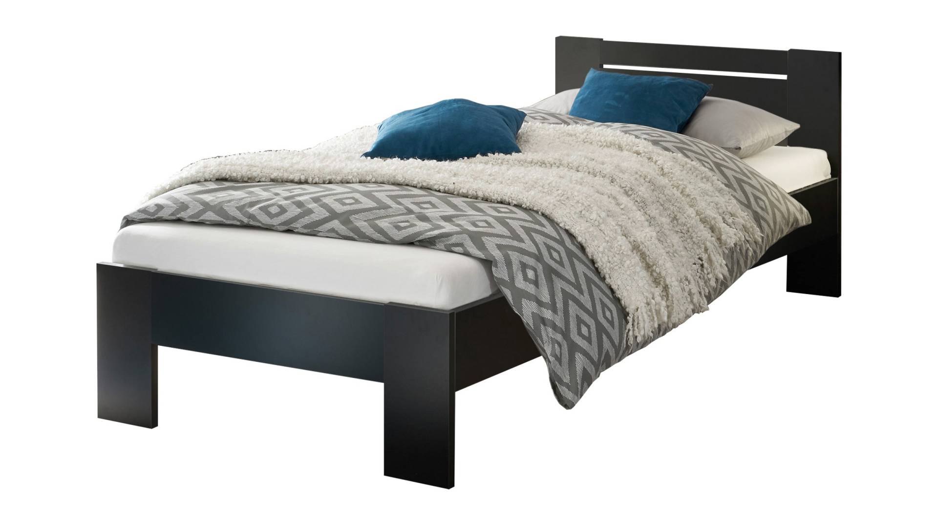 Futonbett 90 x 200 cm Einzelbett schwarz - CANNES von Die Möbelfundgrube