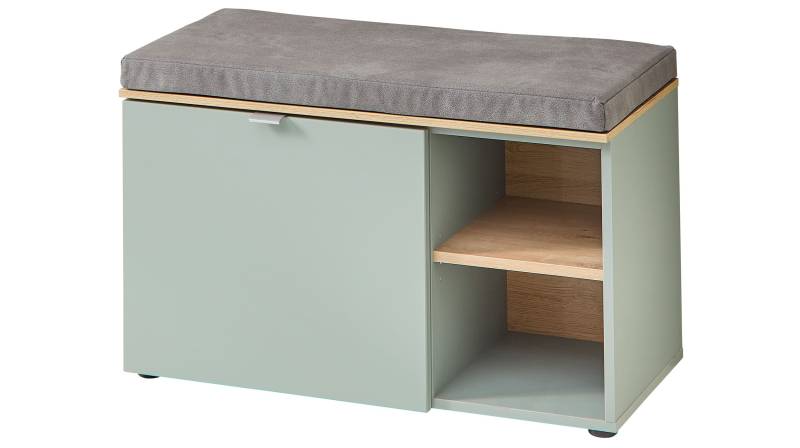 Garderobenbank mit Stauraum grün 78 cm Schuhbank - BARI von Die Möbelfundgrube