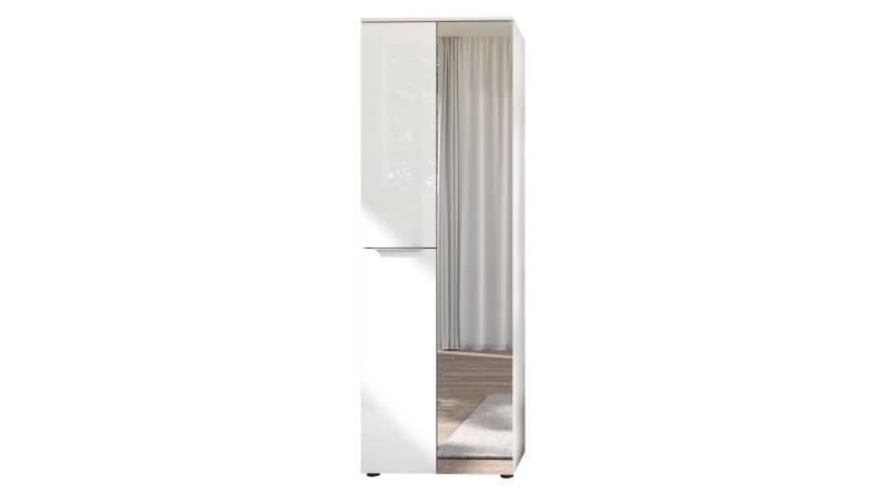 Garderobenschrank Spiegel weiß Glasfront 65 cm - SANTORIN von Die Möbelfundgrube