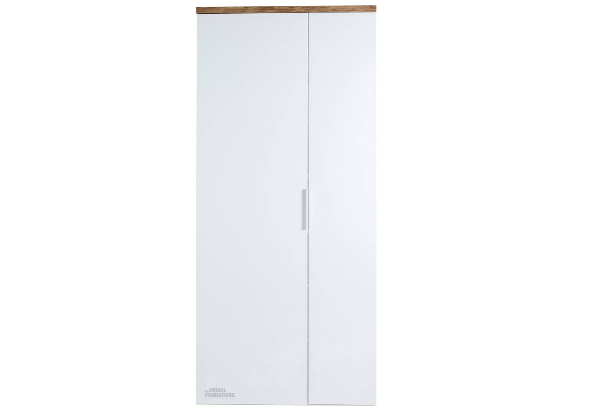 Garderobenschrank weiß hochglanz - Eiche 82 cm - MUNDI von Die Möbelfundgrube