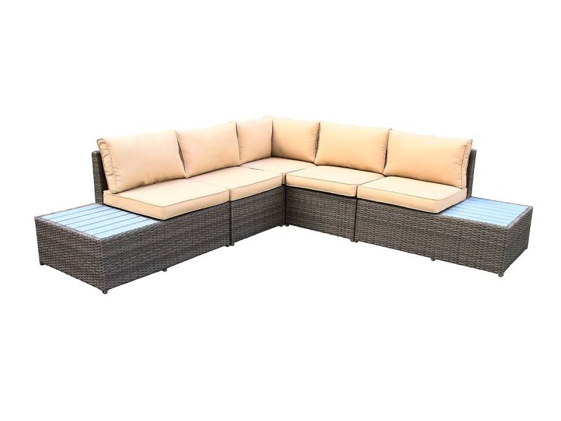 Gartenmöbel Lounge Set 235 cm braun/naturfarben - SEA von Die Möbelfundgrube