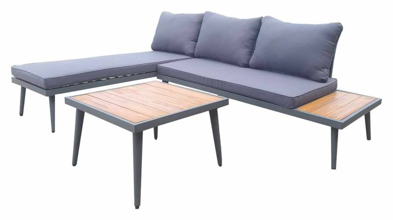 Gartenmöbel Set 216 x 147 cm grau - Akazien-Optik - SAVINA von Die Möbelfundgrube