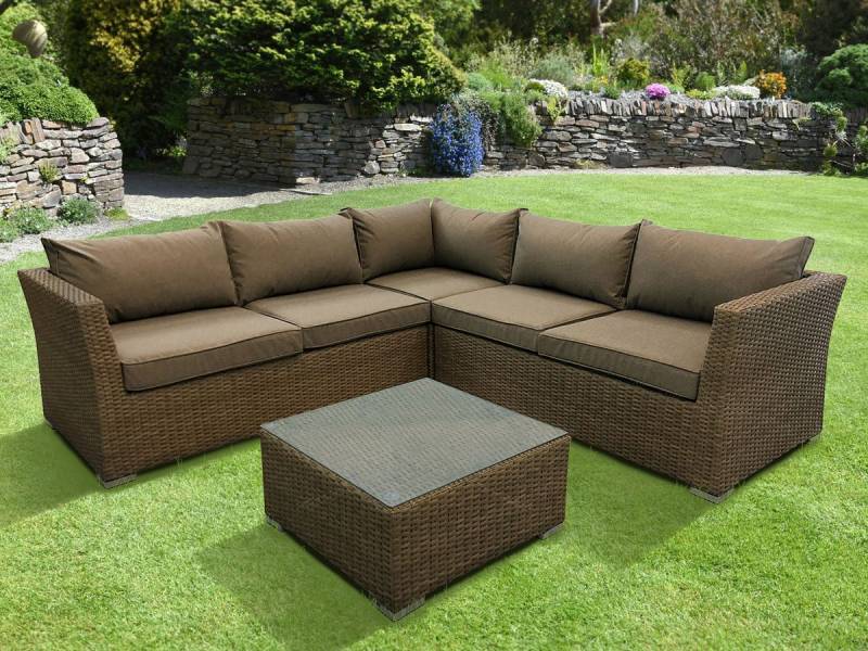 Gartenmöbel Set Eckbank Lounge Tisch 66 x 66 cm - SUNNY von Die Möbelfundgrube