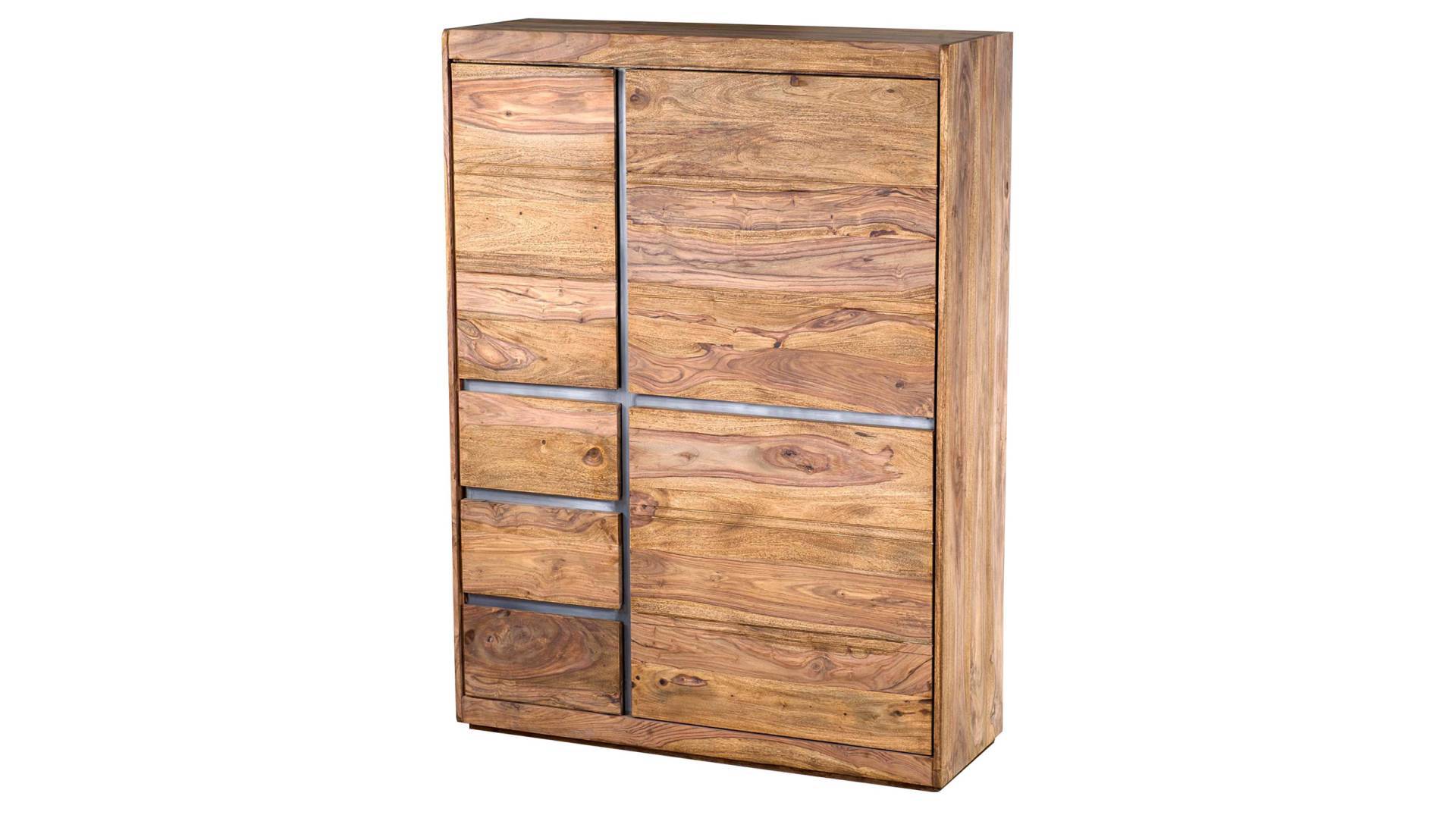 Highboard 3 Türen Sheesham massiv gebeizt 102 cm - SENSO von Massivart