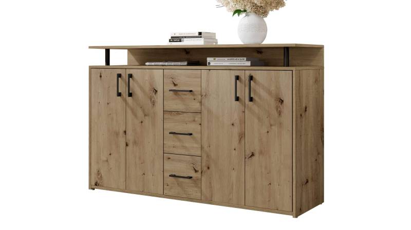 Highboard 4 Türen 3 Schubladen Artisan Eiche 139 cm - DRIFT von Die Möbelfundgrube