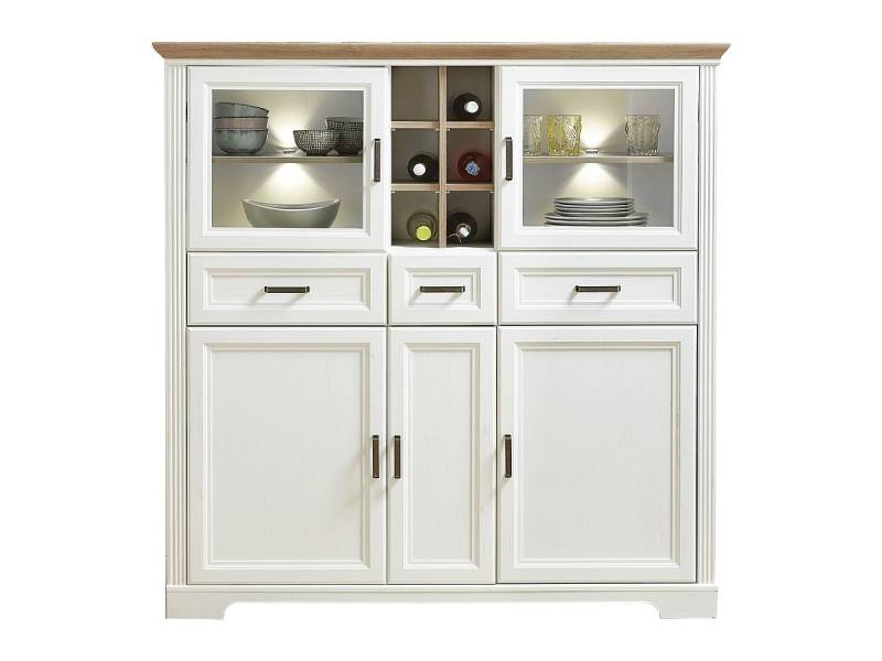 Highboard Pinie weiß - Artisan Eiche 150 cm - JASMIN von Die Möbelfundgrube
