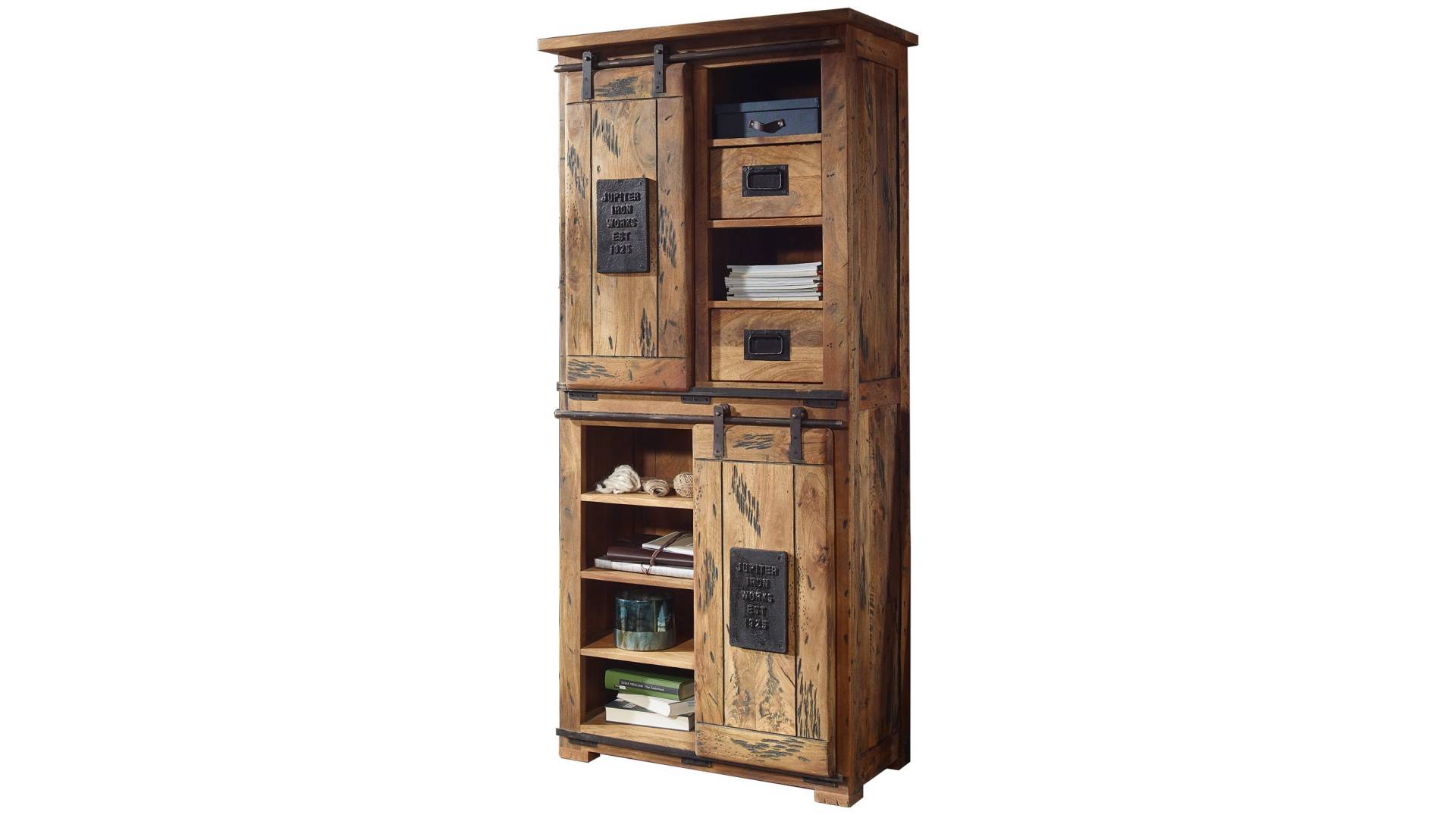 Highboard mit 2 Rolltüren Mango massiv 80 cm - EMANUEL Highboard mit 2 Rolltüren Mango massiv 80 cm - EMANUEL von Massivart