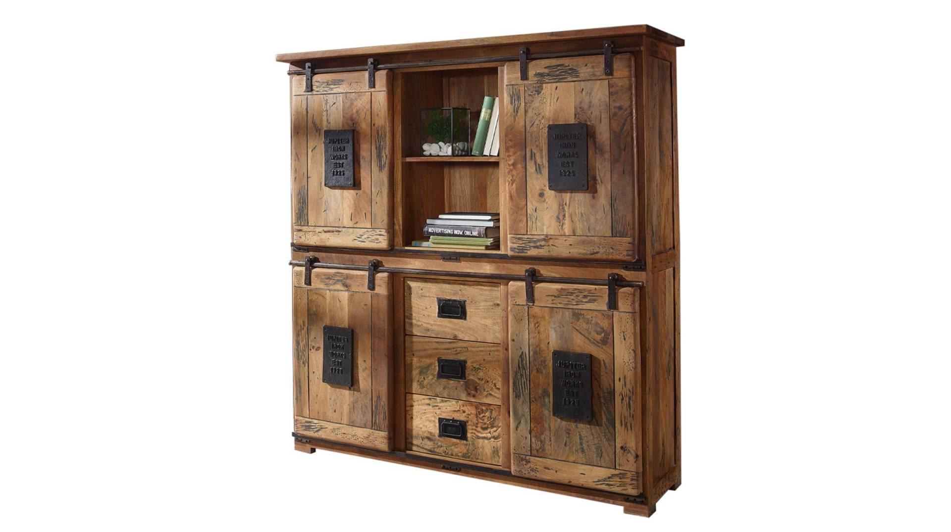 Highboard mit 4 Rolltüren Mango massiv 150 cm - EMANUEL Highboard mit 4 Rolltüren Mango massiv 150 cm - EMANUEL von Massivart
