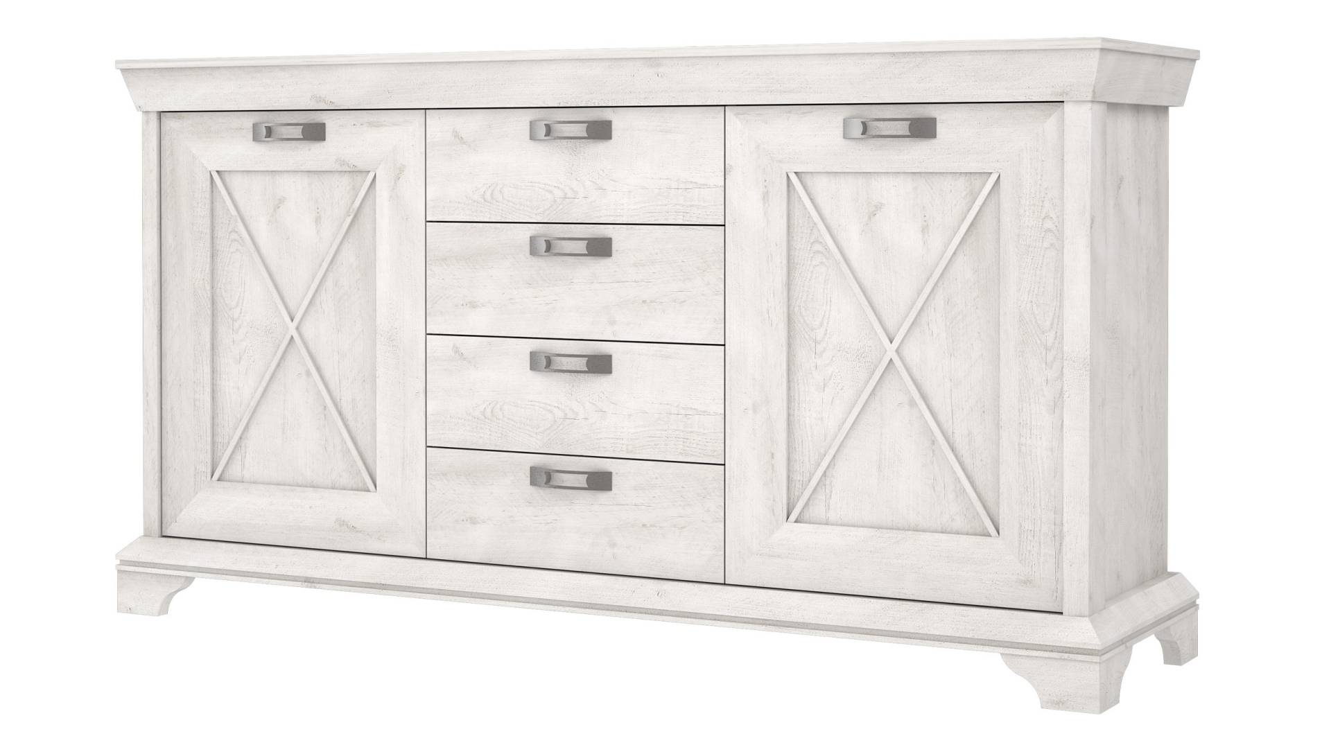 Sideboard mit 4 Schubladen Pinie weiß 178 cm - KASHMIR von Die Möbelfundgrube