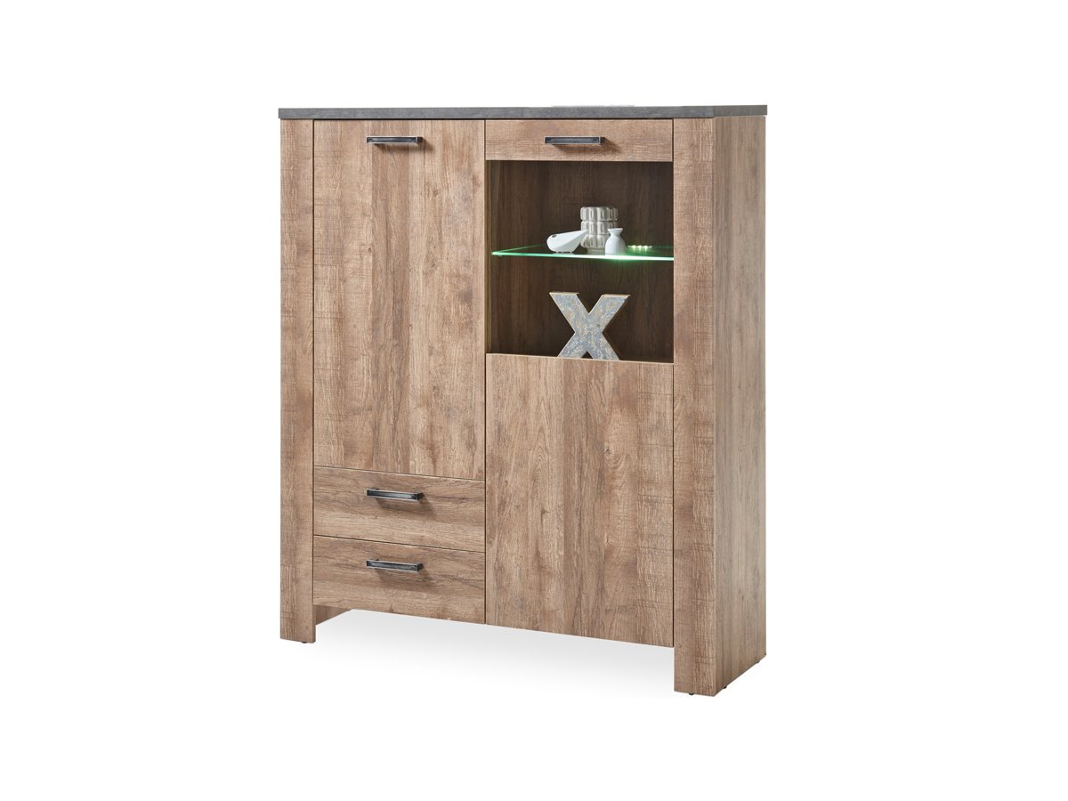 Highboard mit Beleuchtung Samdal - anthrazit 122 cm - EDMONTON von Die Möbelfundgrube